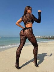 Dantelli vücut çorabı