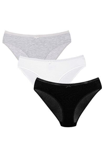 Pure %94 Pamuklu 3 Lü Düz Külot 40