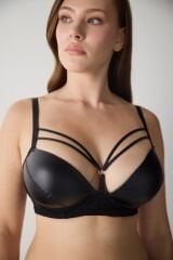 Deri Zigzag Dantelli Push Up Destekli Sütyen